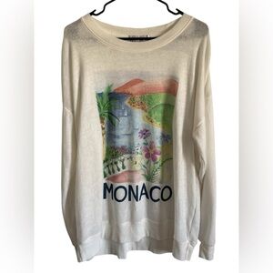 Wildfox Monaco Scenic Graphic BBJ Sweatshirt Clean White NWT Size Medium